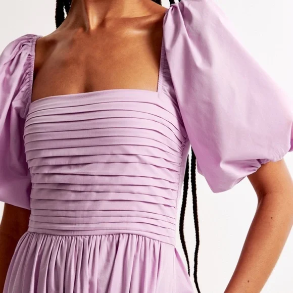 Abercrombie Emerson Poplin Puff Sleeve Midi Dress - Picture 4 of 4